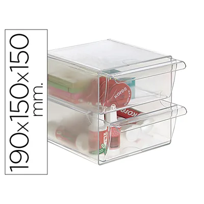 ARCHIVO 2000 Archicubo Archivo 2000 2 Cajones Organizador Modular Plastico 190X150X150 MM Incluye 2 Clips de Sujecion