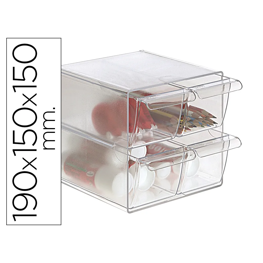 Archicubo Archivo 2000 4 Cajones Organizador Modular Plastico 190X150X150 MM Incluye 2 Clips de Sujecion