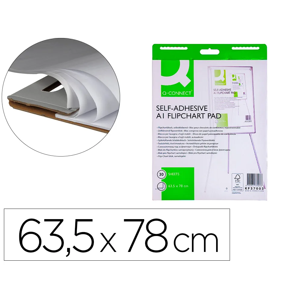 Bloc Congreso Q-Connect Papel Autoadhesivo 635X830 MM Fsc 30 Hojas 70 G