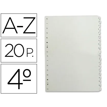 Separador Alfabetico Multifin 3002 Plastico Cuarto Natural 20 Pestañas 155X215 MM