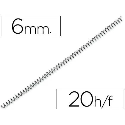 Espiral Metalico Yosan Negro Paso 64 5:1 6 MM Calibre 1,00 MM