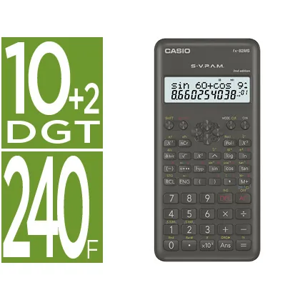 Calculadora Casio FX-82MSII Cientifica 240 Funciones Pantalla de Dos Lineas