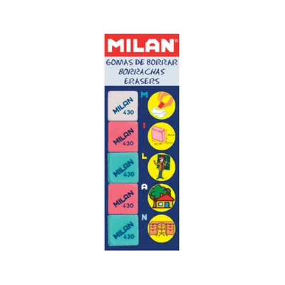 MILAN Goma de Borrar Milan 430-5 Blister de 5 Unidades