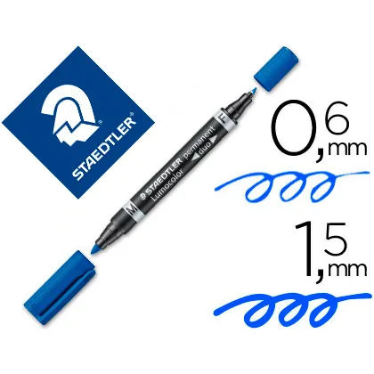 Rotulador Staedtler Lumocolor Permanente Duo 348 Azul Punta F 0,6 MM Punta M 1,5 MM