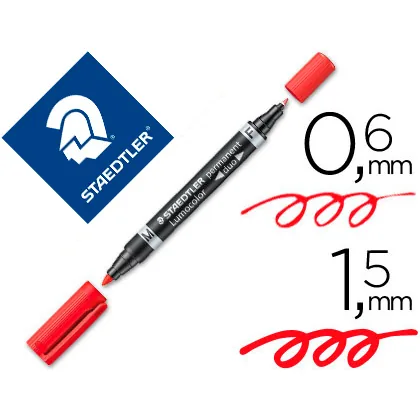 Rotulador Staedtler Lumocolor Permanente Duo 348 Rojo Punta F 0,6 MM Punta M 1,5 MM