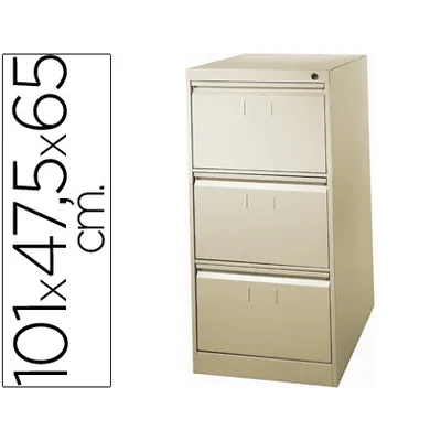 BLANCA Fichero Cajones de Suelo Metalico de 3 Cajones 101 ALTO,65 Prof. 47,5 Ancho Color Beige n.34 Antivuelco