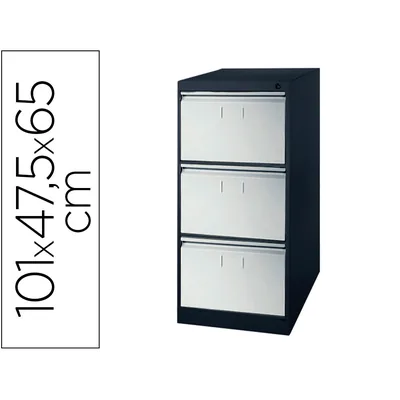 BLANCA Fichero Cajones de Suelo Metalico de 3 Cajones Gris Bitono n.1375 Antivuelco 101X65X47,5 CM