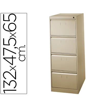 Fichero Cajones de Suelo Metal 4 Cajones 132 CM Alto 65 CM Prof 47,5 Ancho Beige n.34 Guias Telescopicas Antivuelco