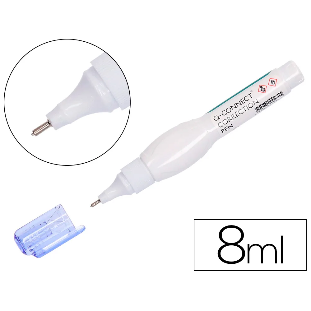 Corrector Q-Connect Lapiz con Punta Metalica 8 ML