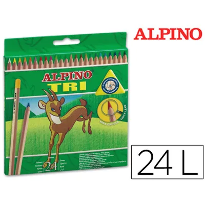 ALPINO Lapices de Colores Alpino Tri Estuche de 24 Colores Surtidos