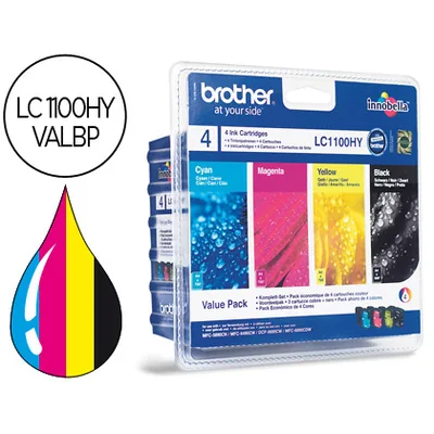 BROTHER Ink-jet Brother LC-1100BK /m/y/c Pack 4 Colores Alta Capacidad 900 Pag Bk- 750 Pag M/y/c-