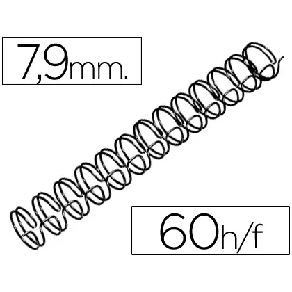 Espiral Wire 3:1 7,9 MM n.5 Negro Capacidad 60 Hojas Caja de 100 Unidades