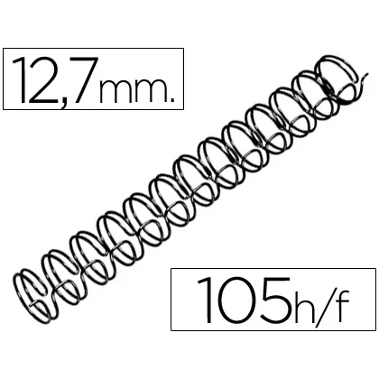 Espiral Wire 3:1 12,7 MM n.8 Negro Capacidad 105 Hojas Caja de 100 Unidades