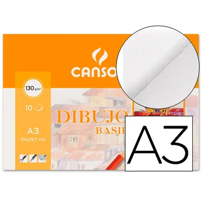 CANSON Papel Dibujo Basik 130 GR DIN A3 29,7X42 CM Minipack de 10 Hojas