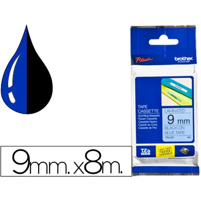 BROTHER Cinta Brother TZE-521 Azul-negro 9MM Longitud 8 M
