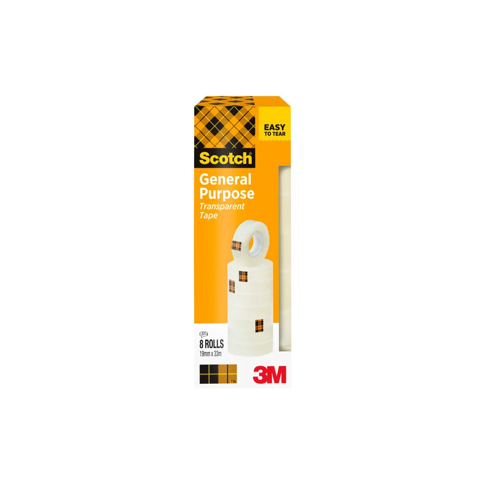 Cinta Adhesiva Scotch Acordeon 33 M X 19 MM Pack de 8 Unidades