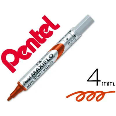 PENTEL Rotulador Maxiflo Pentel para Pizarra Blanca Color Rojo