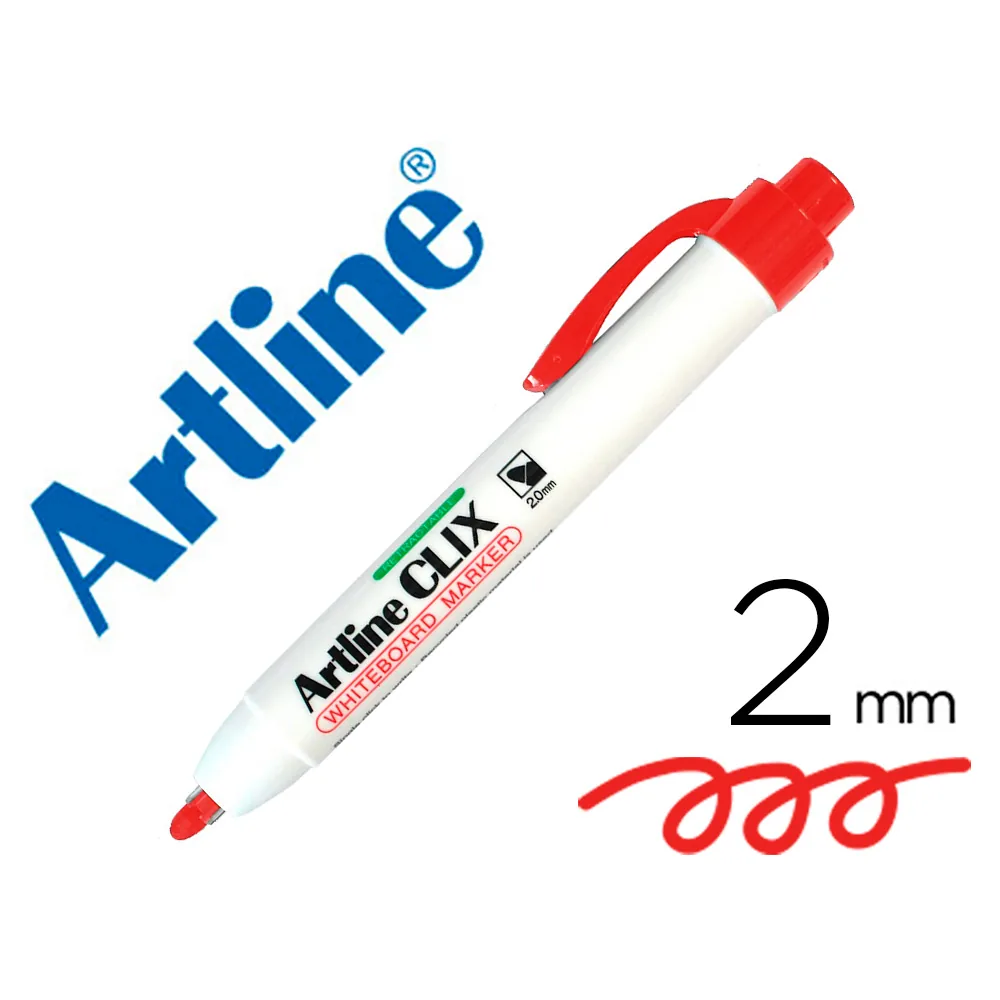 Rotulador Artline Clix Pizarra EK-573A Rojo Punta Retractil Redonda 2 MM