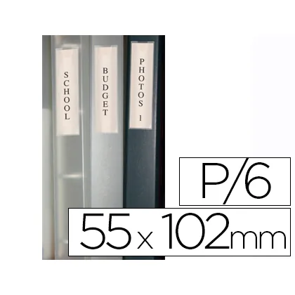 Funda Autoadhesiva Q-Connect para Lomo de Carpeta 55X102MMPACK de 6 Unidades