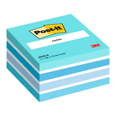 POST-IT Bloc de Notas Adhesivas Quita y Pon Post-It 76X76 MM Cubo Color Azul Pastel 450 Hojas