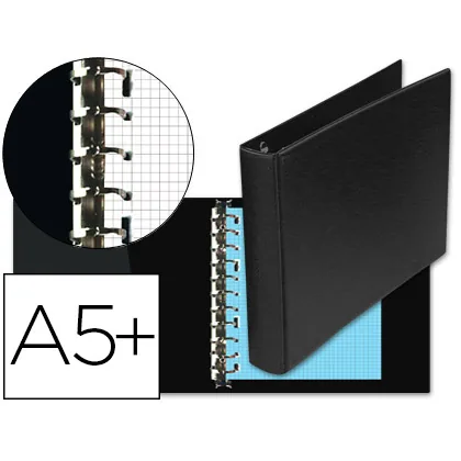 Carpeta Multifin Alfa 3002-G 11 Anillas 24 MM Plastico Cuarto Negro 155X215 MM