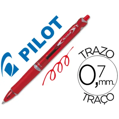PILOT Boligrafo Pilot Acroball Rojo Tinta Aceite Punta de Bola de 1,0MM Retractil