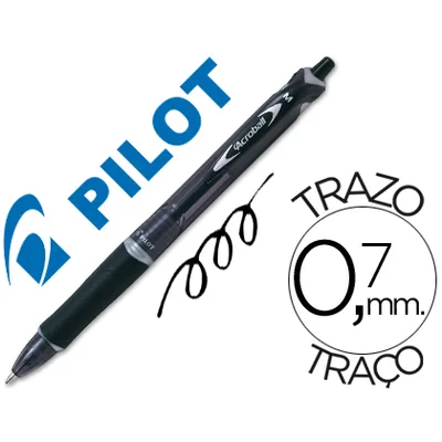 PILOT Boligrafo Pilot Acroball Negro Tinta Aceite Punta de Bola de 1,0MM Retractil