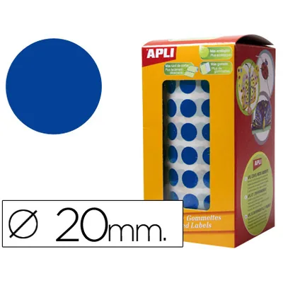 APLI Gomets Autoadhesivos Circulares 20MM Azul Rollo de 1770 Unidades