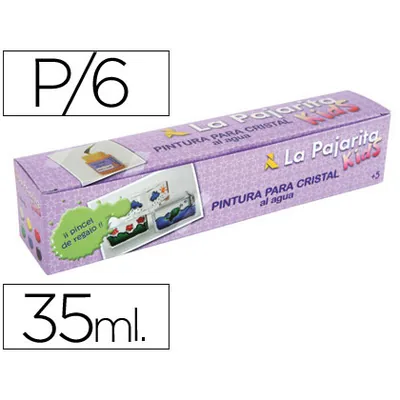LA PAJARITA Pintura Laca Cristal la Pajarita Kids 35 ML Caja de 6 Unidades Colores Surtidos + Pincel