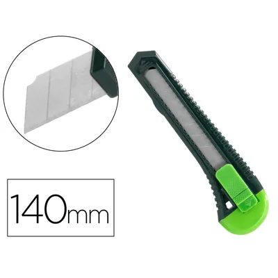 Q-CONNECT Cuter Q-Connect Plastico Ancho con Asa para Colgar Cuchilla 18 MM XD-43 Blister 1 Unidad