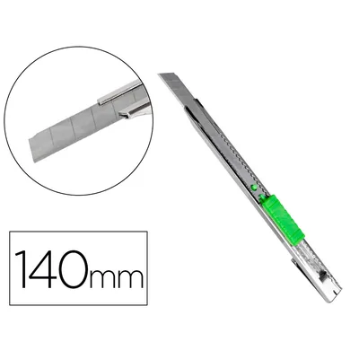 Q-CONNECT Cuter Q-Connect Metalico Estrecho Cuchilla 9 MM con Clip Blister 1 Unidad