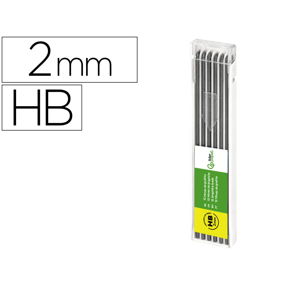 Minas Liderpapel Grafito 2 MM Estuche de 12 Minas Longitud 120 MM