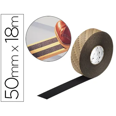 3M Cinta Antideslizante 3M Soporte de Vinilo Adhesivo + Abrasivo 18 M X 50 MM
