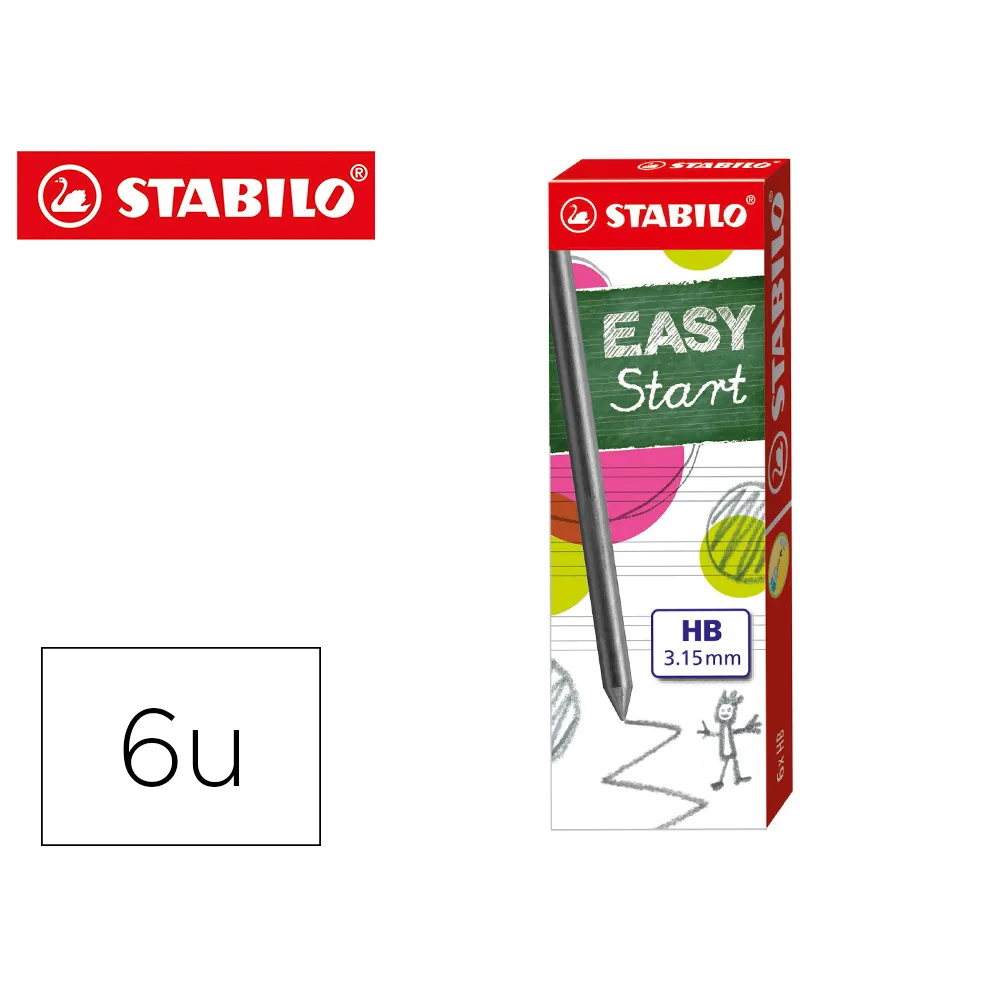 Minas Stabilo Easy Ergo Grafito Hb 3,15 MM Caja de 6 Minas