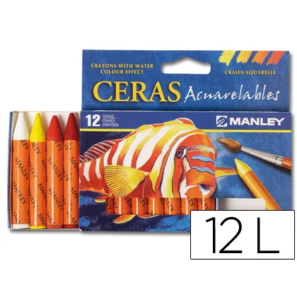 Lapices Cera Manley Acuarelable Caja de 12 Unidades Colores Surtidos