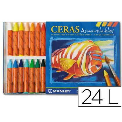 Lapices Cera Manley Acuarelable Caja de 24 Unidades Colores Surtidos