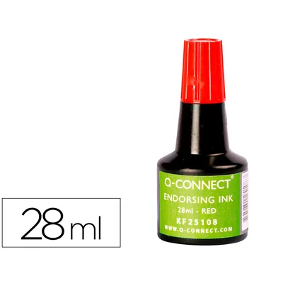 Q-CONNECT Tinta Tampon Q-Connect Rojo Bote 28 ML