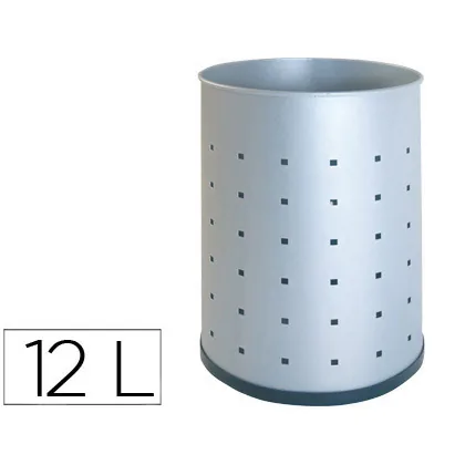 Papelera Metalica 101-R Plateada Pintada Perforada 315X215 MM