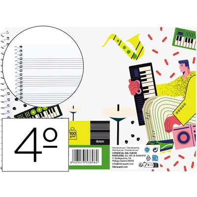LIDERPAPEL Bloc Musica Liderpapel Pentagrama 4MM Cuarto 20 Hojas 100G/M2