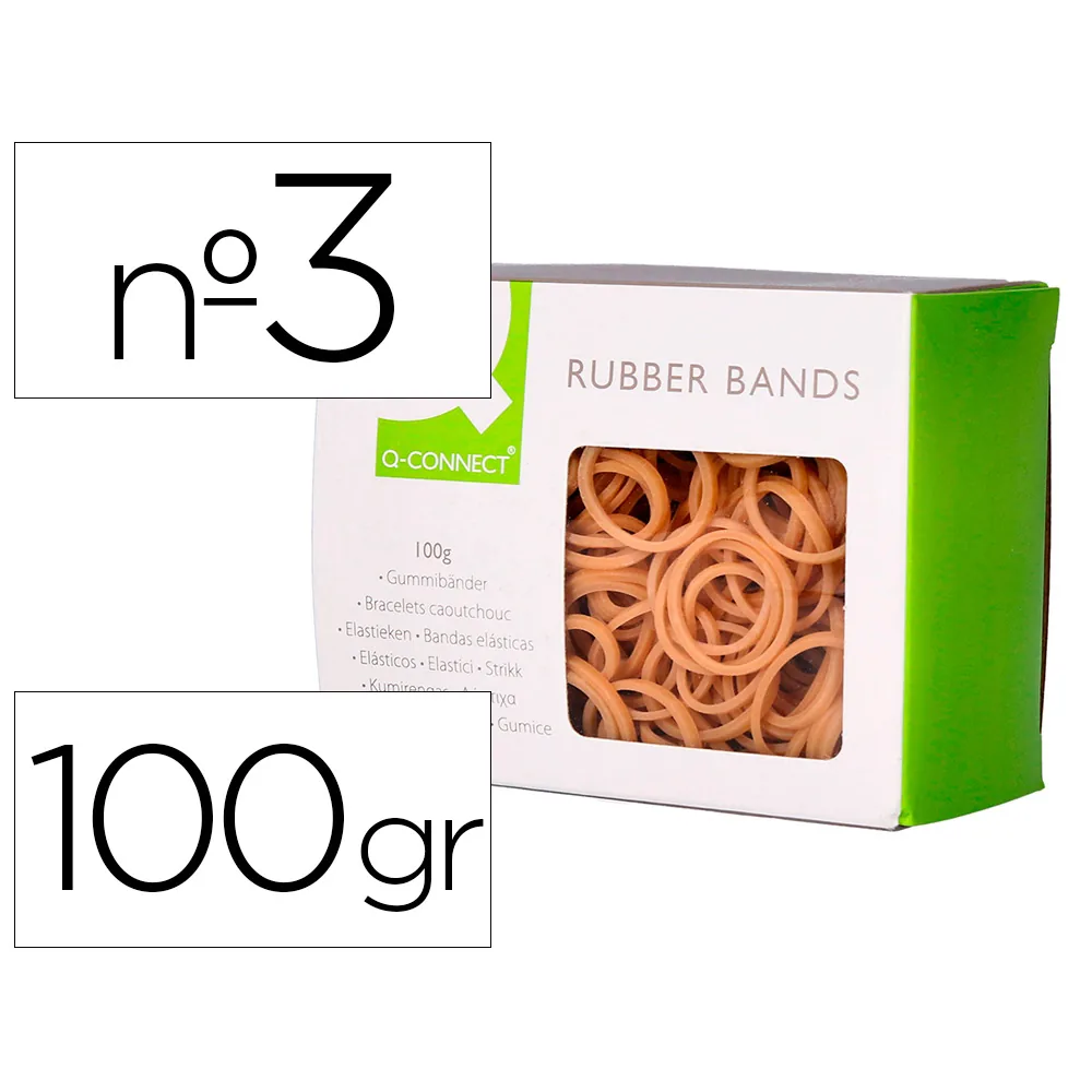 Gomillas Elasticas Q-Connect 100 GR Numero 3 30 X 2 MM