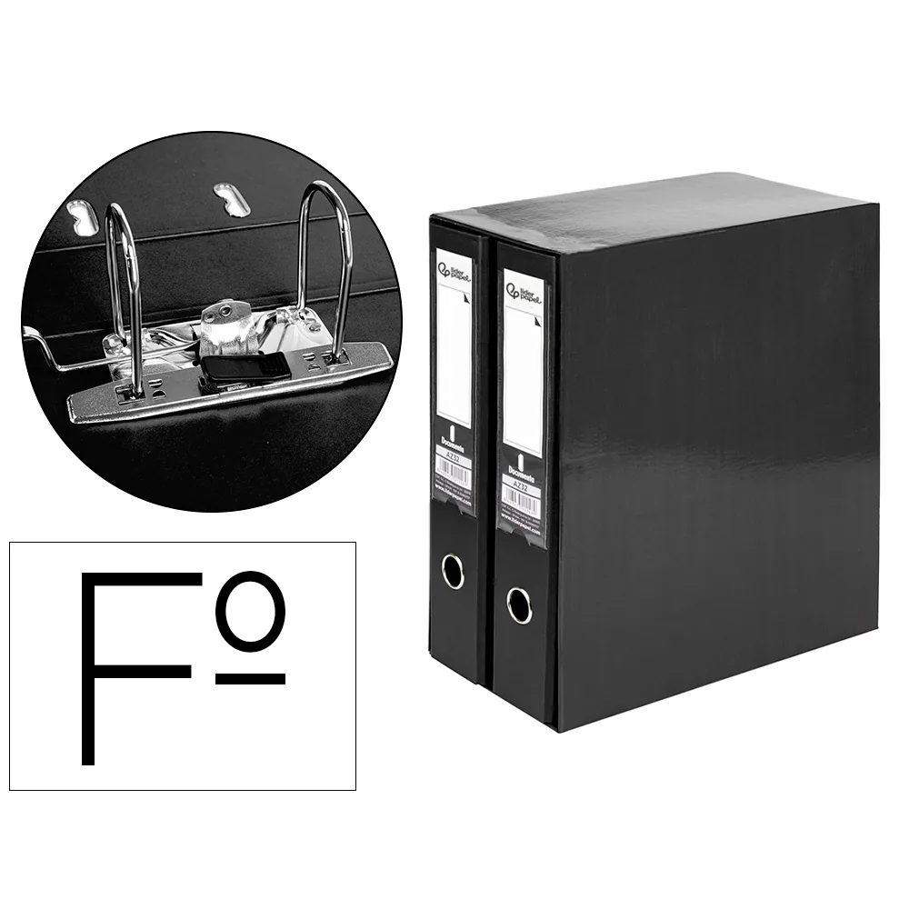 Modulo Liderpapel 2 Archivadores Folio 2 Anillas Mecanismo de Palanca 75MM Negro