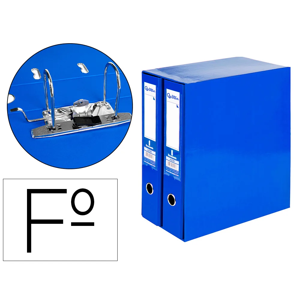 Modulo Liderpapel 2 Archivadores Folio 2 Anillas Mecanismo de Palanca 75MM Azul