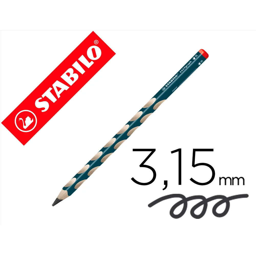 Lapices de Grafito Stabilo Easygraph Ergonomico para Ambidiestros Mina 3,15 MM Hb