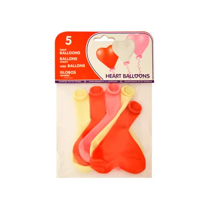 Globo 100% Latex Biodegradable con Forma Corazon Bolsa de 5 Unidades