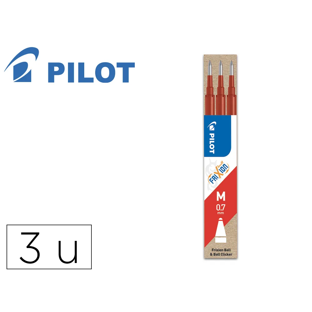 Recambio Boligrafo Pilot Frixion Ball Rojo Caja de 3 Unidades