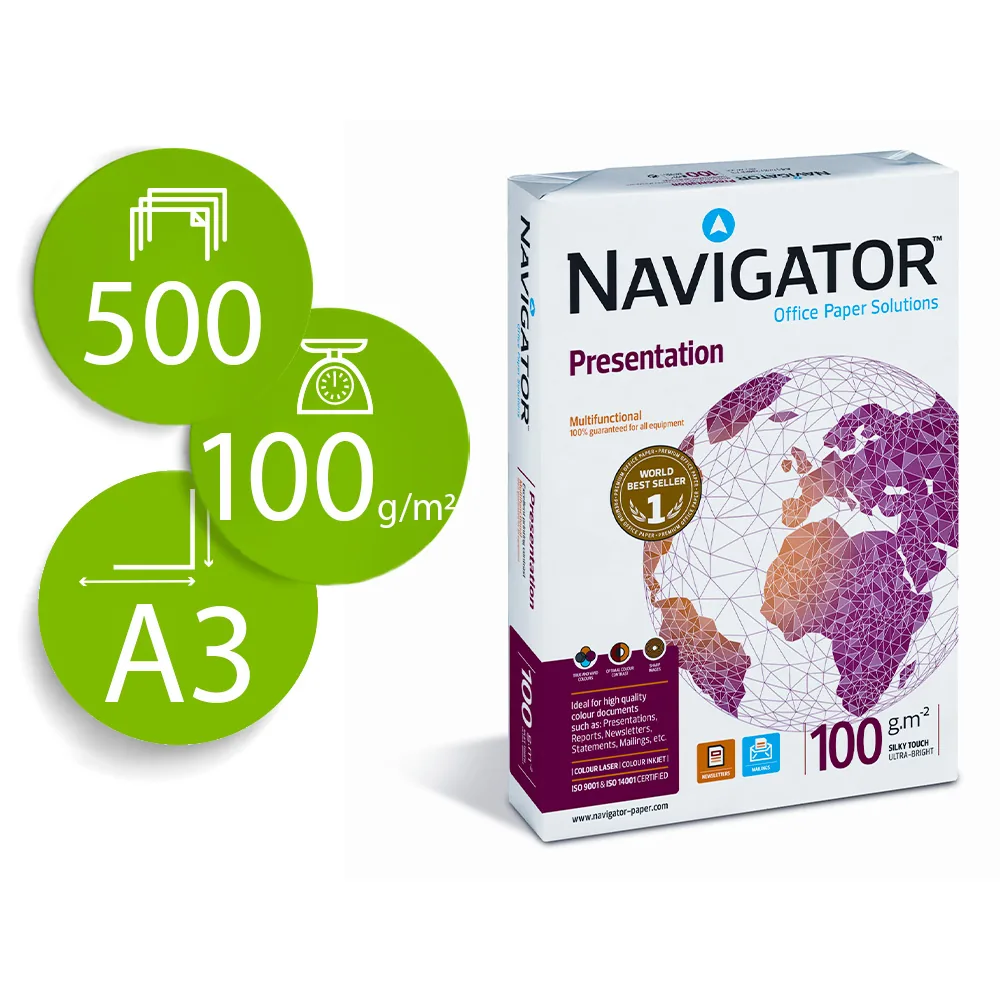 Papel Fotocopiadora Navigator DIN A3 100 Gramos Paquete de 500 Hojas