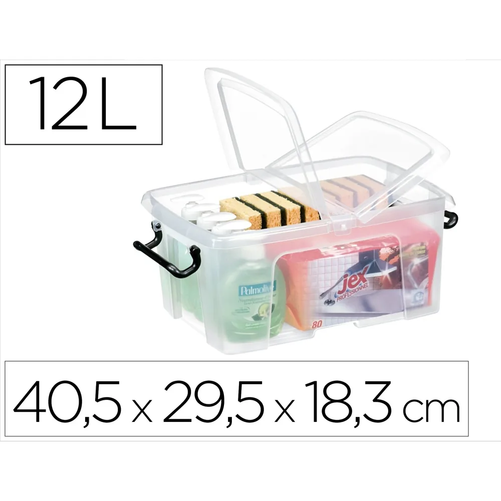 Contenedor Plastico Cep 12 Litros 405X295X183 MM Transparente con Tapa y Cierre Hermetico