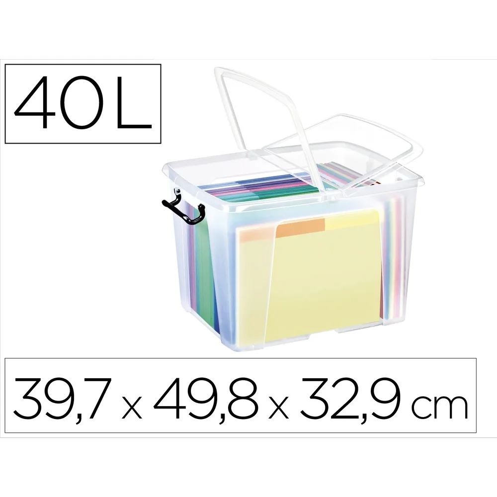 Contenedor Plastico Cep 40 Litros 397X498X329 MM Transparente con Tapa y Cierre Hermetico