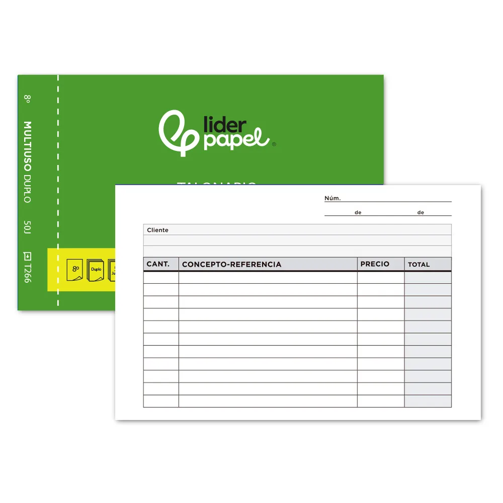 Talonario Liderpapel Multiusos Octavo Duplicado Apaisado