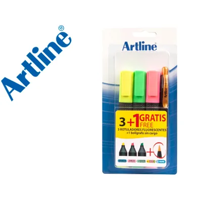 ARTLINE Rotulador Artline Fluorescente EK-660 Blister de 3 Unidades + 1 Boligrafo Serie 7000 Sin Cargo